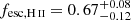 $ f_\mathrm{esc,{\mathrm{H}\,\textsc{ii}}} = 0.67_{-0.12}^{+0.08} $