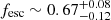 $ f_{\mathrm{esc}} \sim 0.67_{-0.12}^{+0.08} $