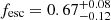 $ f_{\mathrm{esc}} = 0.67_{-0.12}^{+0.08} $