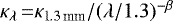$\kappa_{\lambda}\,{=} \kappa_{\textrm{1.3\,mm}}/(\lambda/1.3)^{-\beta}$