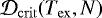 $\mathcal{D}_{\rm{crit}}(T_{\rm{ex}}, N)$