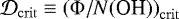 $\mathcal{D}_{\rm{crit}} \equiv \left(\Phi/N(\text{OH}) \right)_{\rm{crit}} $