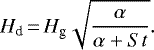\begin{equation*}H_{\textrm{d}}\,{=}\,H_{\textrm{g}}\sqrt{\frac{\alpha}{\alpha &#x002B; St}}.\end{equation*}