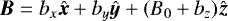 $\bm{B} = b_x\hat{\bm{x}} &#x002B; b_y \hat{\bm{y}} &#x002B;(B_0 &#x002B; b_z) \hat{\bm{z}}$