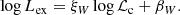 $$ \begin{aligned} \log {L_{\rm ex}}=\xi _W\log {\mathcal{L} _{\rm c}}+\beta _W. \end{aligned} $$
