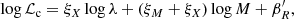$$ \begin{aligned} \log {\mathcal{L} _{\rm c}} = \xi _X\log {\lambda }+(\xi _M+\xi _X)\log {M}+\beta_{R}^\prime, \end{aligned} $$