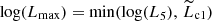 $ \log(L_{\mathrm{max}})=\min(\log(L_5),\,\widetilde{L}_{\mathrm{c1}}) $