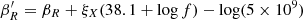 $ \beta^\prime_R=\beta_R+\xi_X(38.1+\log{f})-\log(5\times10^9) $