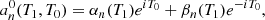 $$ \begin{aligned} a_n^0(T_1,T_0)=\alpha _n(T_1) e^{iT_0} +\beta _n(T_1) e^{-iT_0} , \end{aligned} $$