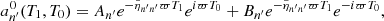$$ \begin{aligned} a_{n^\prime }^0(T_1,T_0)=A_{n^\prime }e^{-\tilde{\eta }_{n^\prime n^\prime }\varpi T_1} e^{i\varpi T_0} +B_{n^\prime }e^{-\tilde{\eta }_{n^\prime n^\prime }\varpi T_1} e^{-i\varpi T_0} , \end{aligned} $$