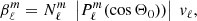 $$ \begin{aligned}&\beta _{\ell }^m=N_\ell ^m \ \left|P_\ell ^m(\cos \Theta _0)) \right|\ {v}_\ell , \end{aligned} $$
