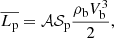 $$ \begin{aligned} \overline{L_{\rm p}}=\mathcal{A} \mathcal{S} _{\rm p} \frac{\rho _{\rm b} V_{\rm b}^3}{2} , \end{aligned} $$