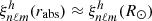 $ \xi_{n\ell m}^h(r_{\rm abs}) \approx \xi_{n\ell m}^h(R_\odot) $