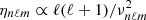 $ \eta_{n\ell m} \propto \ell(\ell+1)/\nu_{n\ell m}^2 $