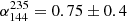 $ \alpha_{144}^{235}=0.75\pm0.4 $