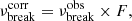 $$ \begin{aligned} \nu _{\rm break}^\mathrm{corr} = \nu _{\rm break}^\mathrm{obs} \times {F}, \end{aligned} $$