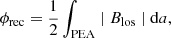 $$ \begin{aligned} \phi _{\rm rec}=\frac{1}{2}\int _{\rm PEA} \mid B_{\rm los}\mid \mathrm{d}a, \end{aligned} $$