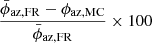 $ \frac{\bar{\phi}_{\mathrm{az,FR}}-\phi_{\mathrm{az,MC}}}{\bar{\phi}_{\mathrm{az,FR}}} \times 100 $