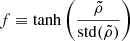 $$ \begin{aligned} f \equiv \tanh \left(\frac{\tilde{\rho }}{\mathrm{std}(\tilde{\rho })}\right) \end{aligned} $$