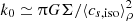 $ k_0 \simeq \uppi G \Sigma / \langle c_{s,\mathrm{iso}}\rangle_{\rho}^2 $