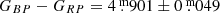$ G_{BP}-G_{RP} = 4{{\overset{\text{ m}}{.}}}901 \pm 0{{\overset{\text{ m}}{.}}}049 $
