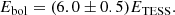 $$ \begin{aligned} E_{\rm bol} = (6.0 \pm 0.5) E_{\rm TESS}. \end{aligned} $$
