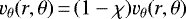 \begin{equation*}v_{\theta}(r,\theta)\,{=}\,(1-\chi)v_{\theta}(r,\theta)\end{equation*}