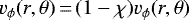 \begin{equation*}v_{\phi}(r,\theta)\,{=}\,(1-\chi)v_{\phi}(r,\theta)\end{equation*}