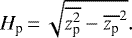 \begin{equation*}H_{\textrm{p}}\,{=}\,\sqrt{\overline{z_{\textrm{p}}^2} - \overline{z_{\textrm{p}}}^2}.\end{equation*}