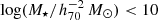$ \log(M_\star/h_{70}^{-2}\,{M}_\odot) < 10 $