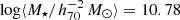 $ \log\langle M_\star/h_{70}^{-2}\,{M}_\odot\rangle = 10.78 $