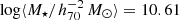 $ \log\langle M_\star/h_{70}^{-2}\,{M}_\odot\rangle = 10.61 $