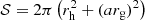 $ \mathcal{S} = 2 \pi \left( r_{\rm h}^2 + (a r_{\rm g} )^2 \right) $