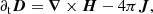$$ \begin{aligned}&\partial _{\rm t} \boldsymbol{D} = \boldsymbol{\nabla }\times \boldsymbol{H} - 4 \pi \boldsymbol{J}, \end{aligned} $$