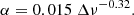 $$ \begin{aligned} \alpha = 0.015 \ \Delta \nu ^{-0.32}. \end{aligned} $$