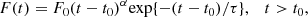 $$ \begin{aligned} F(t) = F_0 (t - t_0) ^{\alpha } \mathrm{exp}\{-(t-t_0)/\tau \} ,\quad t > t_0, \end{aligned} $$