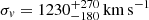 $ \sigma_{\mathit{v}} = 1230^{+270}_{-180}\,\mathrm{km\,s}^{-1} $