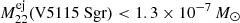 $ M_{22}^{\mathrm{ej}}({\text{V5115 Sgr}}) < 1.3 \times 10^{-7}\,{M}_{\odot} $