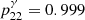 $ p_{22}^{\gamma} = 0.999 $