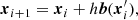 $$ \begin{aligned}&{\boldsymbol{x}}_{i+1} = {\boldsymbol{x}}_i + h{\boldsymbol{b}} ({\boldsymbol{x}^\prime _i}),\end{aligned} $$