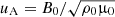 $ u_{\mathrm{A}} = B_0/\sqrt{\rho_0\upmu_0} $