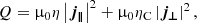 $$ \begin{aligned} Q = \upmu _{0}\eta \left| \boldsymbol{j_{\parallel }} \right|^{2} + \upmu _{0} \eta _{\rm C} \left| \boldsymbol{j_{\perp }} \right|^{2}, \end{aligned} $$