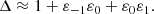 $$ \begin{aligned} \Delta \approx 1 + \varepsilon _{-1} \varepsilon _0 + \varepsilon _0 \varepsilon _1. \end{aligned} $$