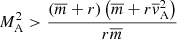 $$ \begin{aligned} M_{\rm A}^2 > \displaystyle \frac{\left( \overline{m} + r \right) \left( \overline{m} + r \overline{{ v}}_{\rm A}^2 \right)}{r \overline{m}} \end{aligned} $$