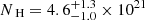 $ {N_{\text{ H}}}=4.6^{+1.3}_{-1.0}\times10^{21} $