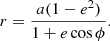 $$ \begin{aligned} r = \frac{a(1-e^2)}{1+e\cos \phi } . \end{aligned} $$