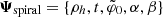 $ {\boldsymbol{\Psi}}_{\mathrm{spiral}} = \{ \rho_h,t,\tilde{\varphi}_0,\alpha,\beta \} $