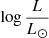 $ \log \frac{L}{L_{\odot}} $