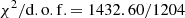 $ \chi^2/\rm d.o.f. = 1432.60/1204 $