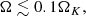 $$ \begin{aligned} \Omega \lesssim 0.1{\Omega _K}, \end{aligned} $$